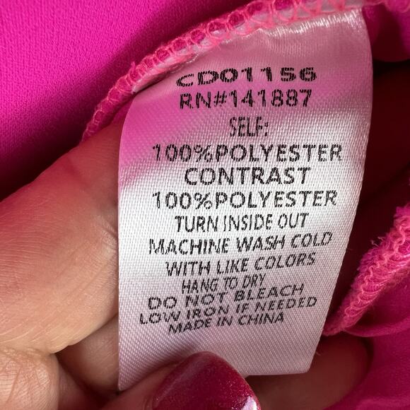 TCEC Dress Hot Pink Ruffle Pleated Mini Size Large - Picture 8 of 10